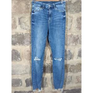 &denim Jeans Woman's Size 26 Super Skinny High Waist Ankle Length‎ Distressed